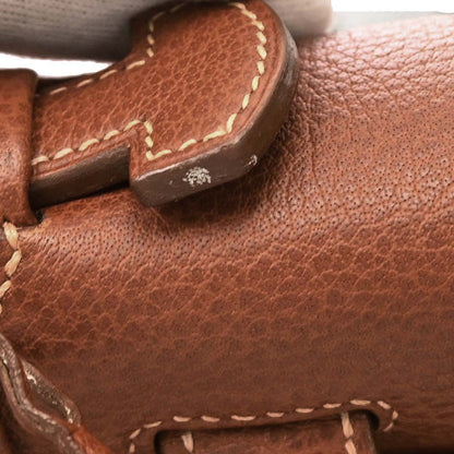 Hermes Beige Brown Toile GM Buffalo Sac a Depeches DPLG 2way Shoulder Handbag