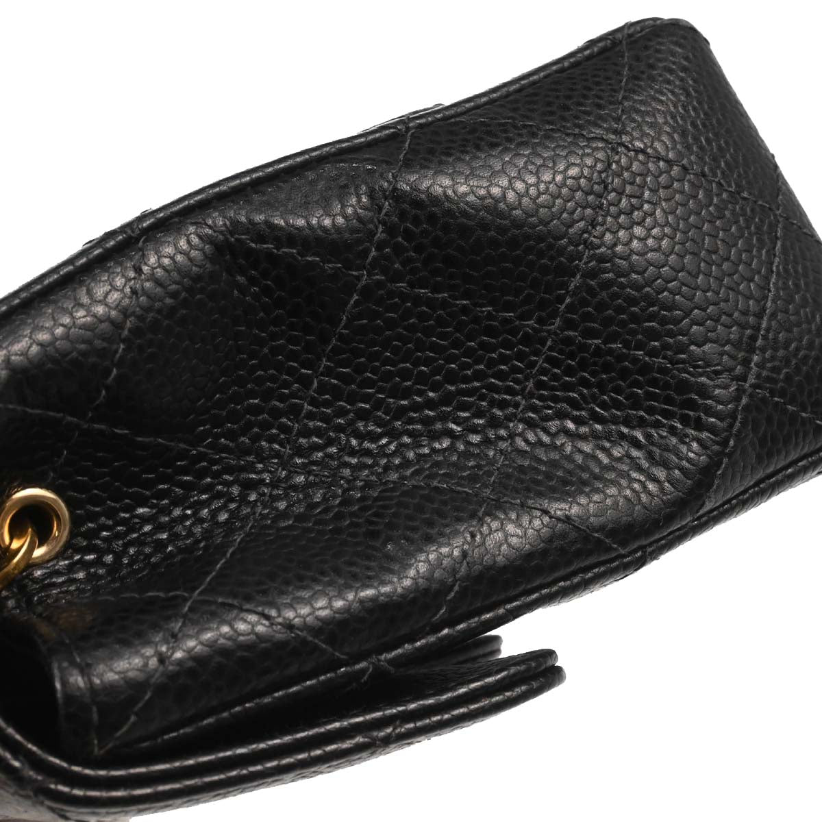 Chanel 2003-2004 Black Caviar Skin Mini Classic Square Flap Bag 17