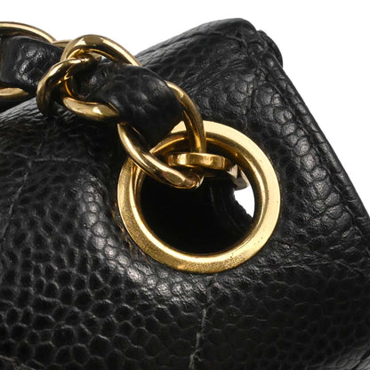 Chanel 2003-2004 Black Caviar Skin Mini Classic Square Flap Bag 17