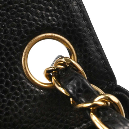 Chanel 2003-2004 Black Caviar Skin Mini Classic Square Flap Bag 17