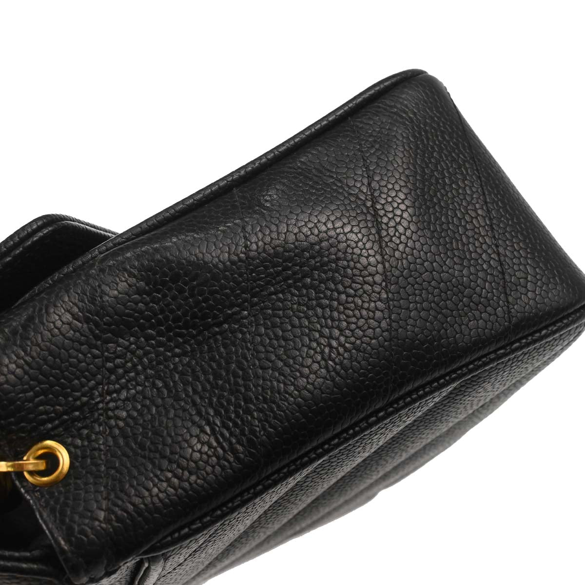 Chanel Black Caviar Skin Chevron Shoulder Bag