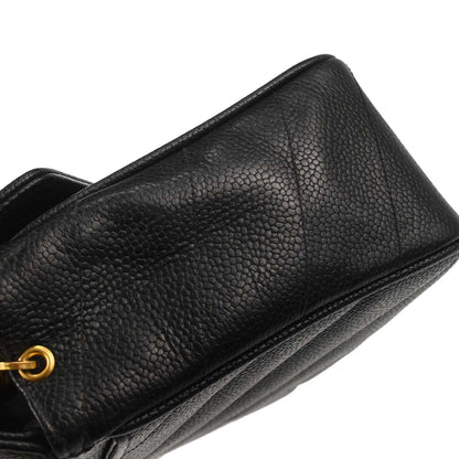 Chanel Black Caviar Skin Chevron Shoulder Bag