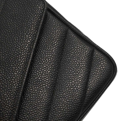 Chanel Black Caviar Skin Chevron Shoulder Bag