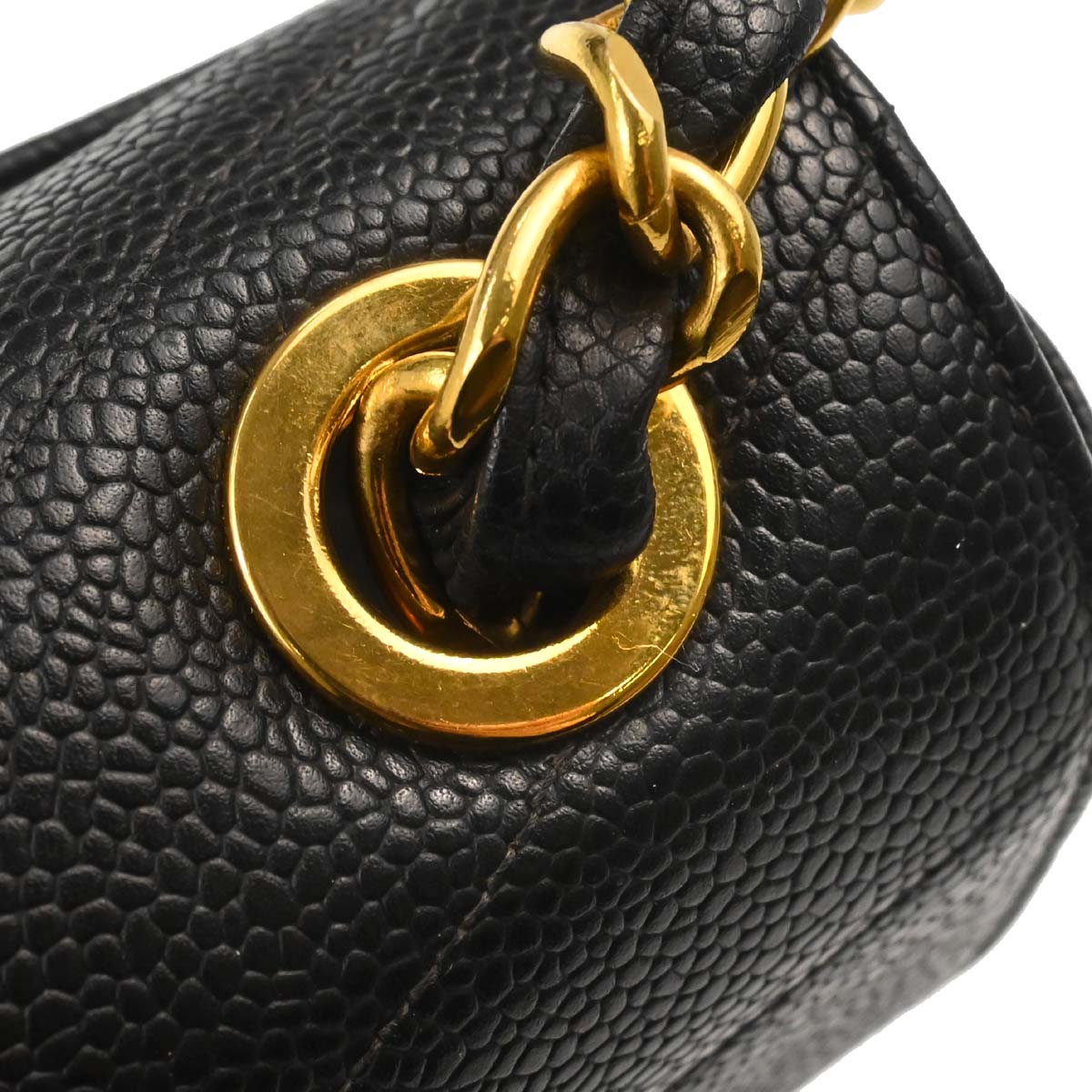 Chanel Black Caviar Skin Chevron Shoulder Bag