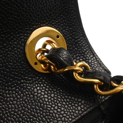 Chanel Black Caviar Skin Chevron Shoulder Bag