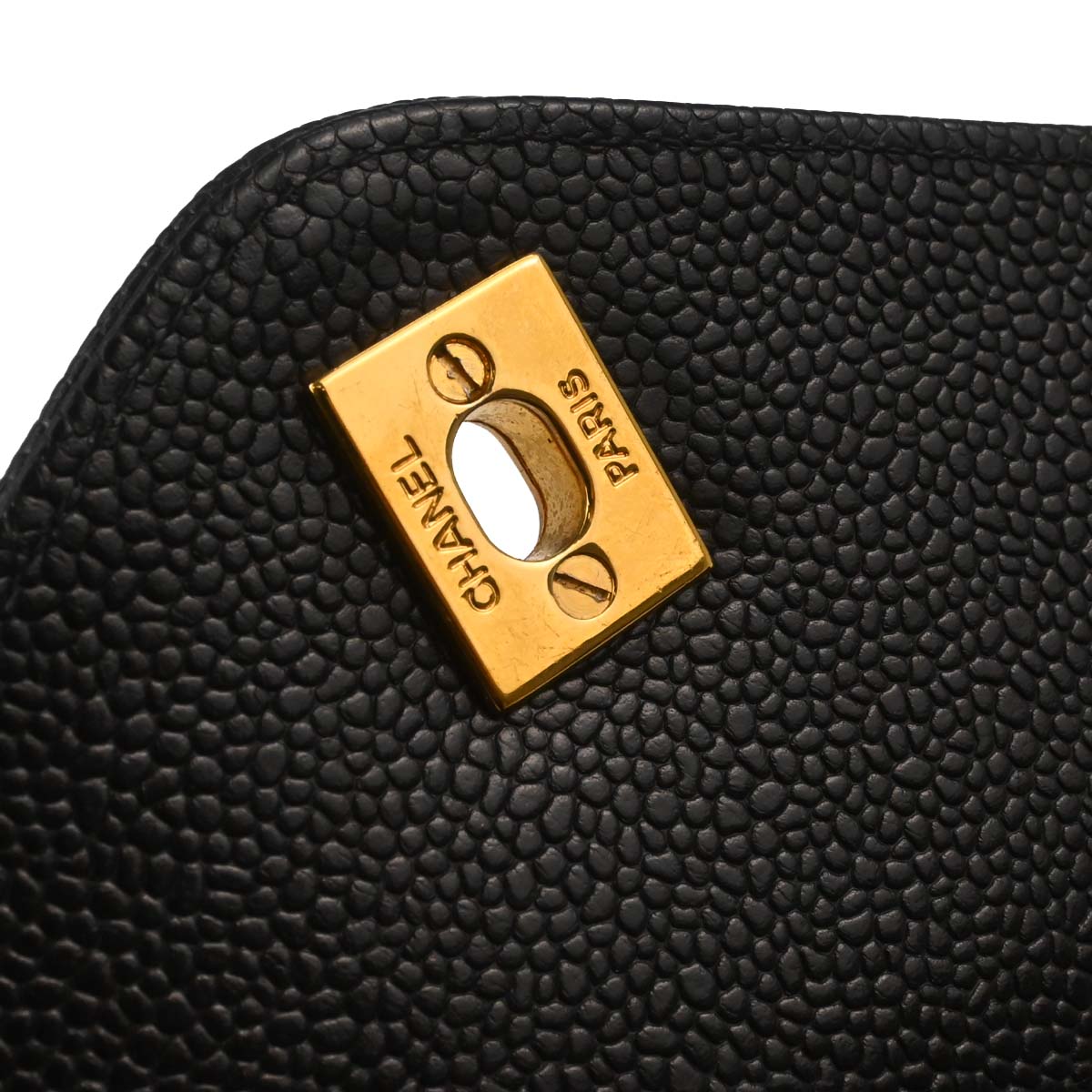 Chanel Black Caviar Skin Chevron Shoulder Bag