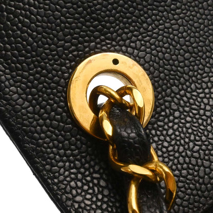Chanel Black Caviar Skin Chevron Shoulder Bag