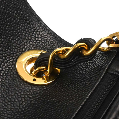 Chanel Black Caviar Skin Chevron Shoulder Bag