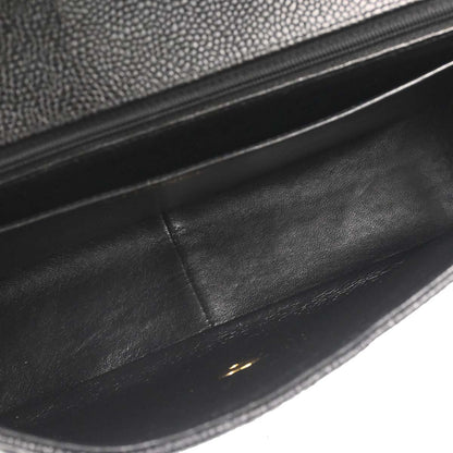 Chanel Black Caviar Skin Chevron Shoulder Bag