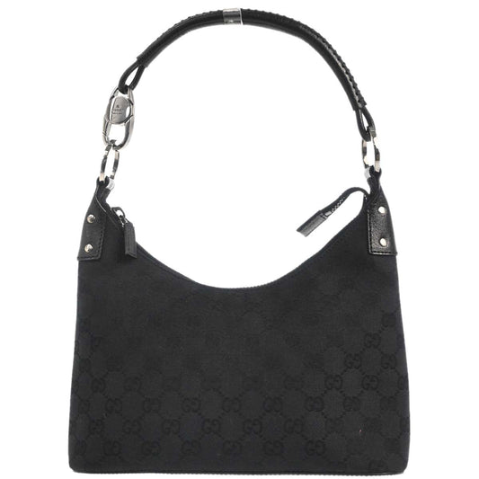 Gucci Black Canvas GG Hobo Handbag