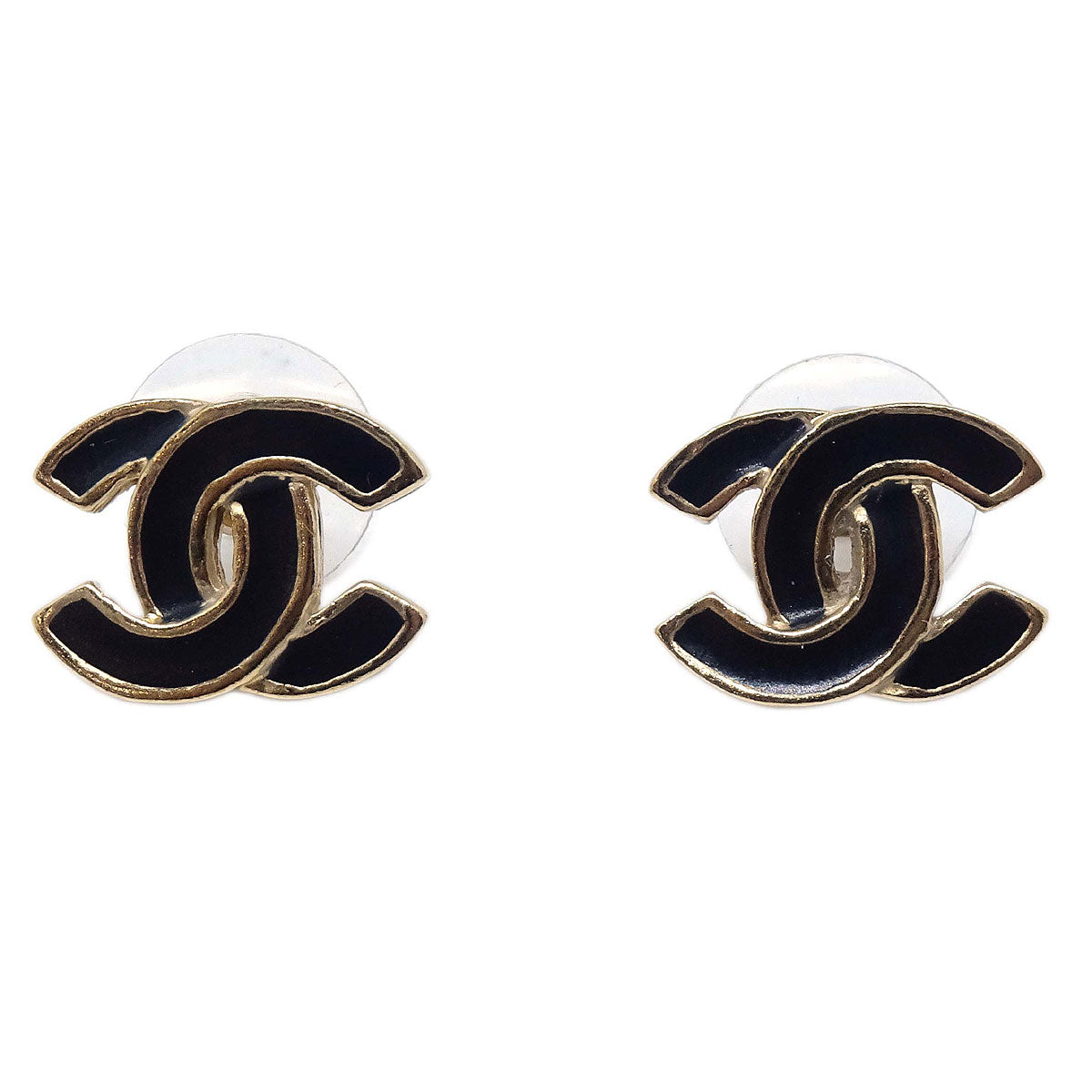 Chanel CC Pierced Earrings Black 02A