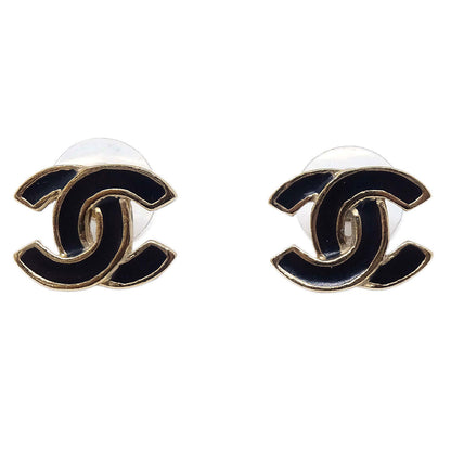Chanel CC Pierced Earrings Black 02A