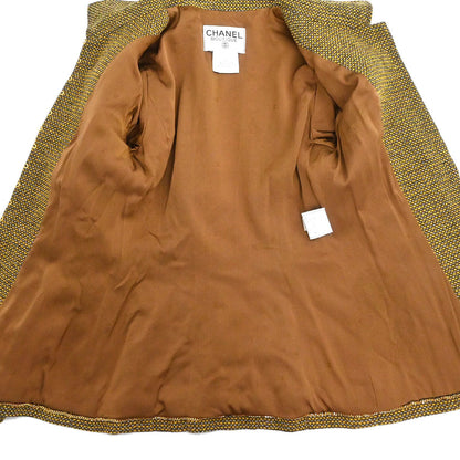 Chanel 1996 Setup Suit Jacket Skirt Tweed Brown #36