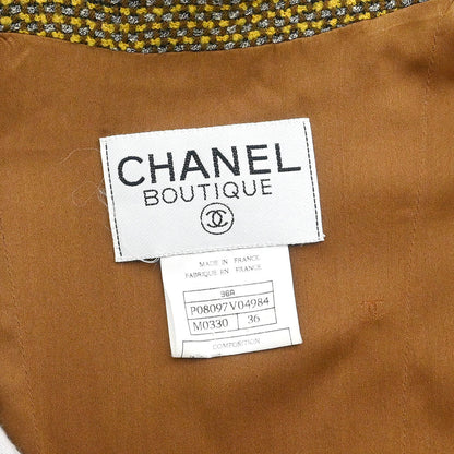 Chanel 1996 Setup Suit Jacket Skirt Tweed Brown #36