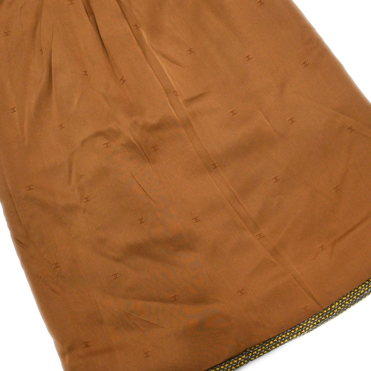 Chanel 1996 Setup Suit Jacket Skirt Tweed Brown #36