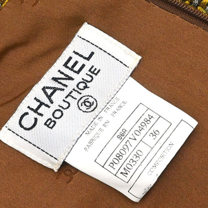 Chanel 1996 Setup Suit Jacket Skirt Tweed Brown #36