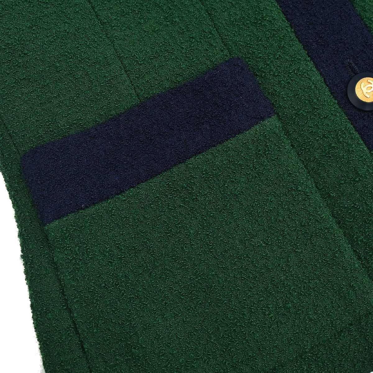 Chanel 1993 Setup Suit Jacket Skirt Green Navy #40