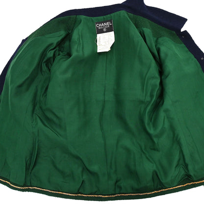 Chanel 1993 Setup Suit Jacket Skirt Green Navy #40