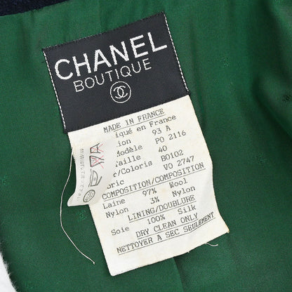 Chanel 1993 Setup Suit Jacket Skirt Green Navy #40