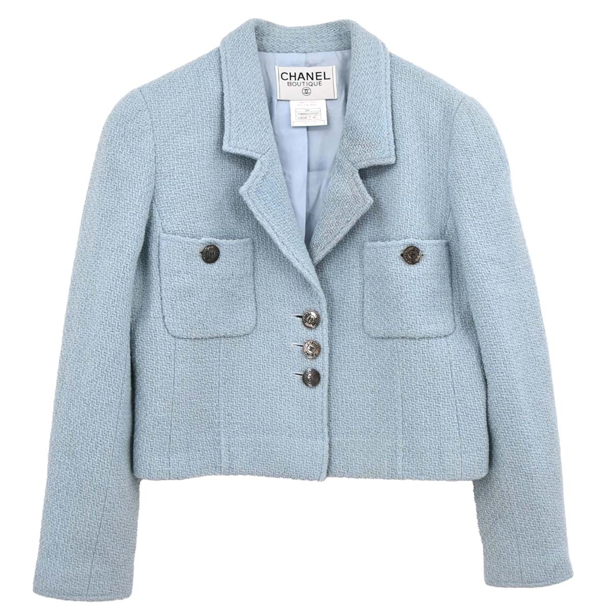 Chanel 1997 Single Breasted Jacket Light Blue #42