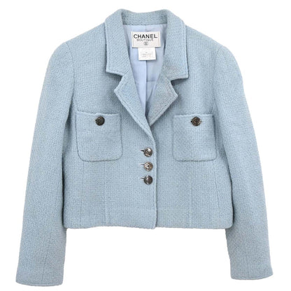 Chanel 1997 Single Breasted Jacket Light Blue #42