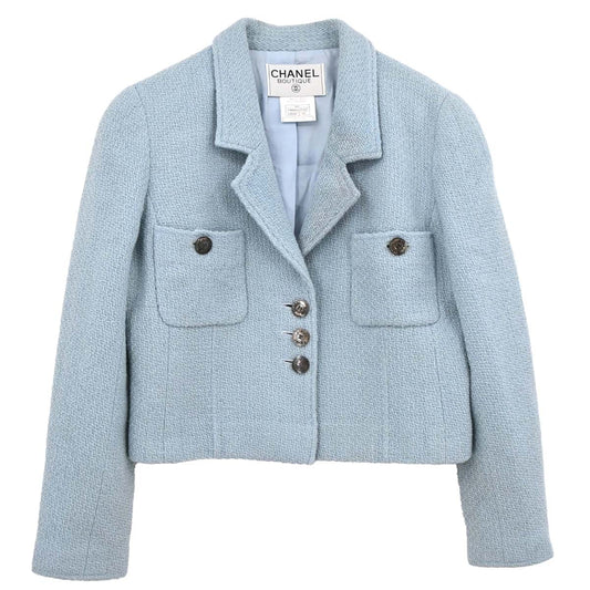 Chanel 1997 Single Breasted Jacket Light Blue #42