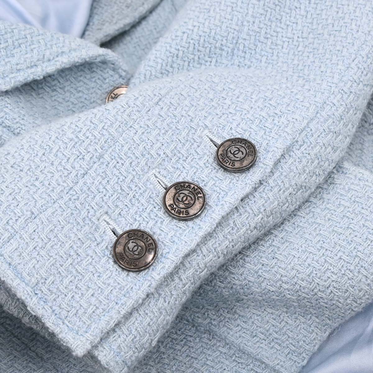 Chanel 1997 Single Breasted Jacket Light Blue #42