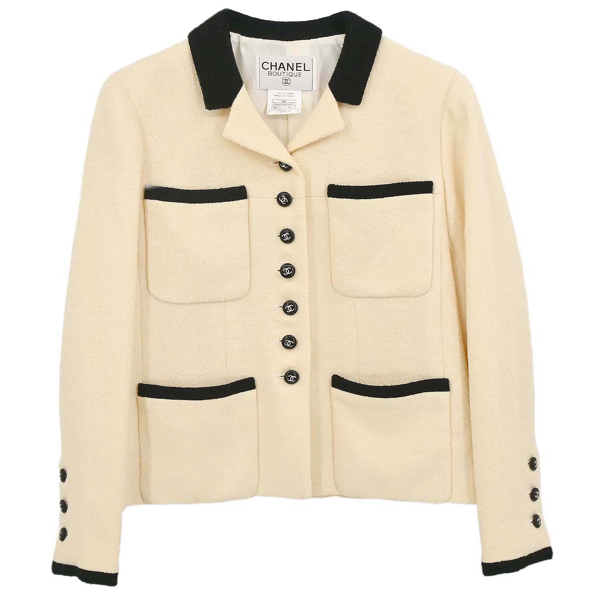 Chanel 1996 Single Breasted Jacket Ivory #42