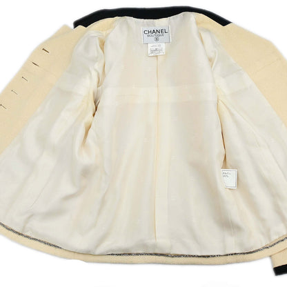 Chanel 1996 Single Breasted Jacket Ivory #42