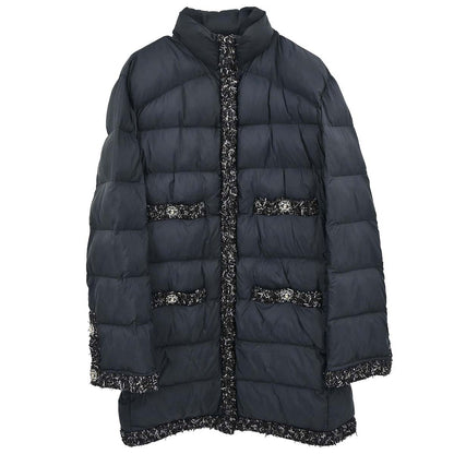 Chanel 2018-2019 Zip Up Tweed Coat Black #42