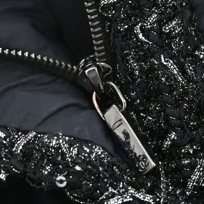 Chanel 2018-2019 Zip Up Tweed Coat Black #42