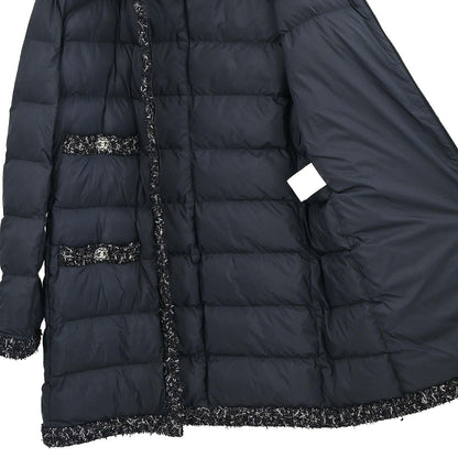 Chanel 2018-2019 Zip Up Tweed Coat Black #42