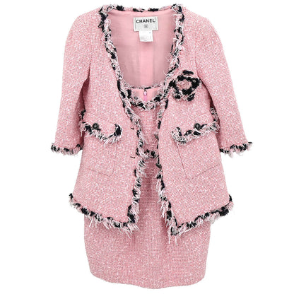 Chanel 2007 Setup Suit Jacket Mini Dress Tweed Pink #38