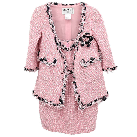 Chanel 2007 Setup Suit Jacket Mini Dress Tweed Pink #38