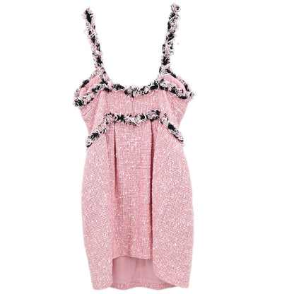 Chanel 2007 Setup Suit Jacket Mini Dress Tweed Pink #38