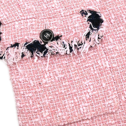 Chanel 2007 Setup Suit Jacket Mini Dress Tweed Pink #38
