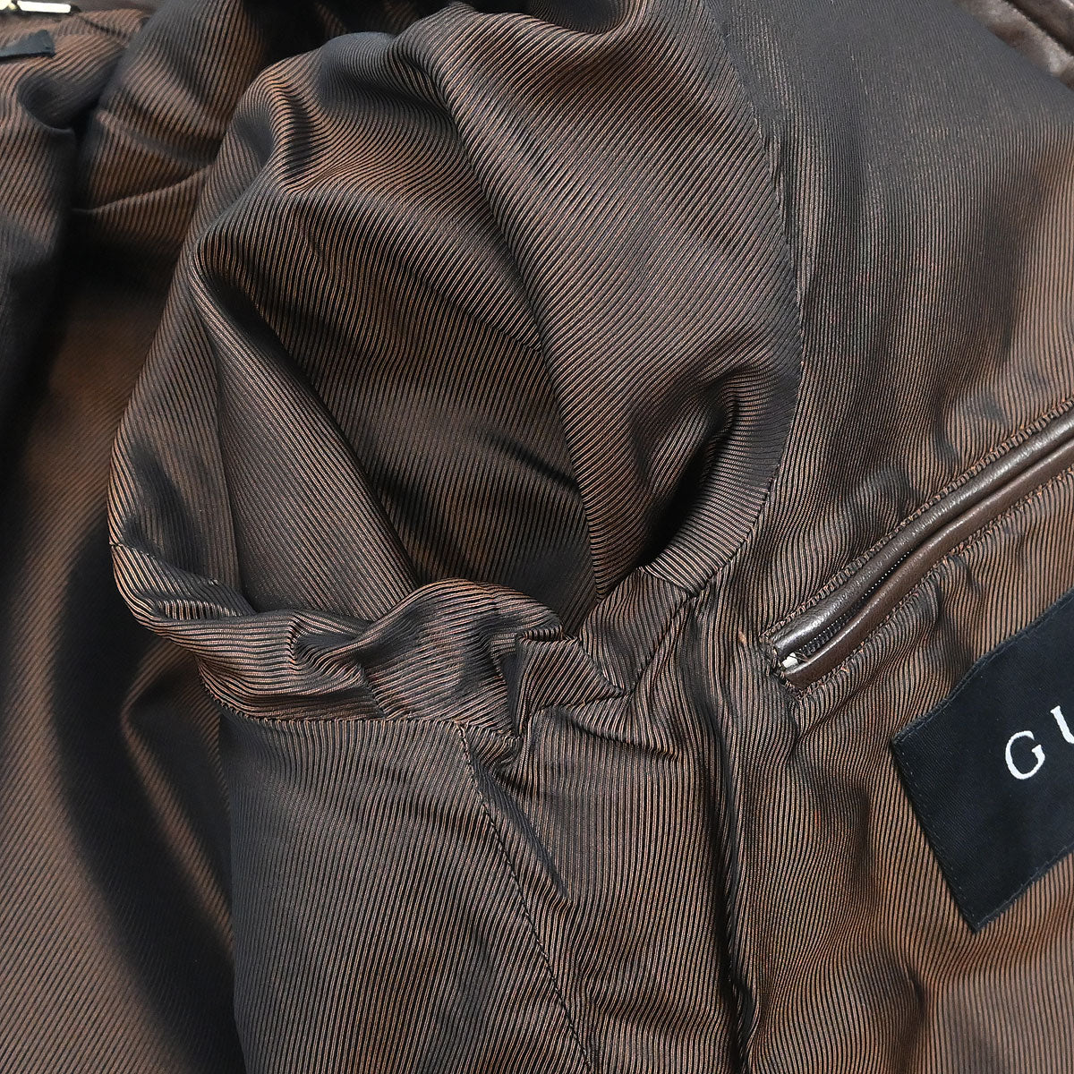 Gucci Single Breasted Zip Up Jacket Brown #42