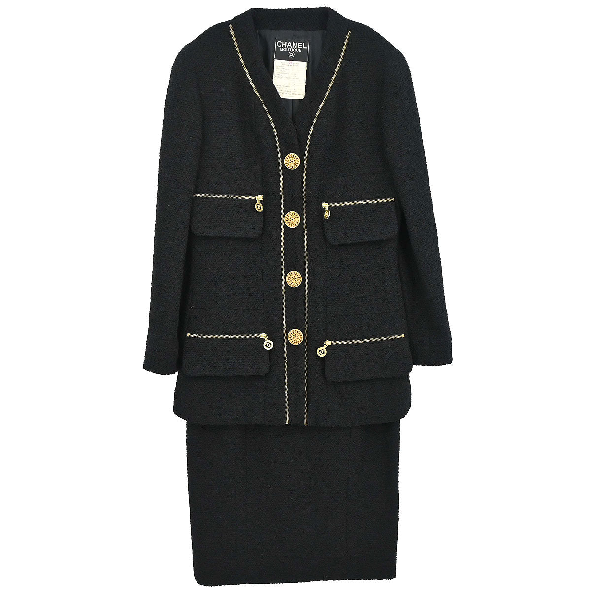 Chanel 1994 Setup Suit Jacket Skirt Black #38