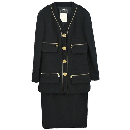 Chanel 1994 Setup Suit Jacket Skirt Black #38