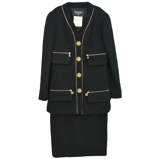 Chanel 1994 Setup Suit Jacket Skirt Black #38