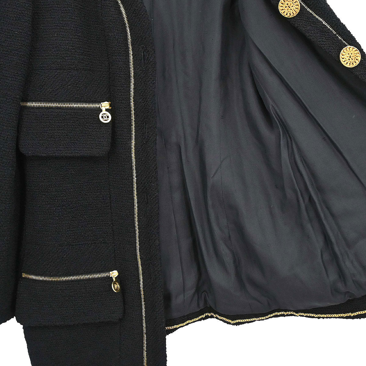 Chanel 1994 Setup Suit Jacket Skirt Black #38