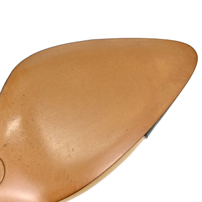 Chanel * Beige Black Leather Pumps Shoes #37
