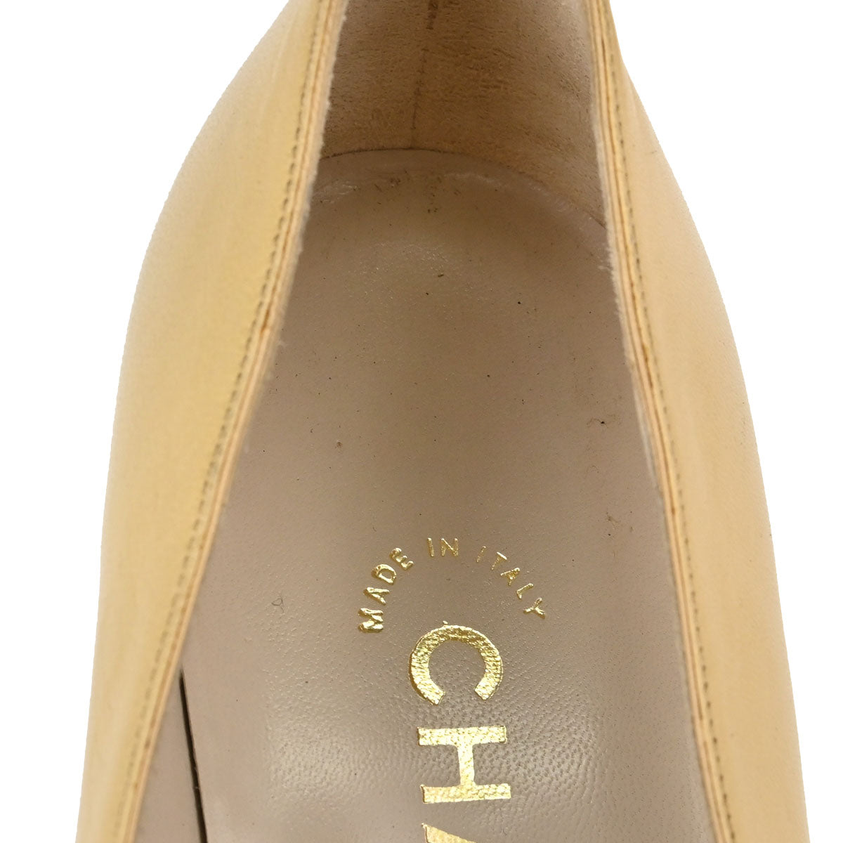 Chanel * Beige Black Leather Pumps Shoes #37