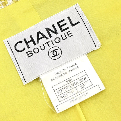Chanel 1997 Setup Suit Jacket Skirt Tweed Green  #38