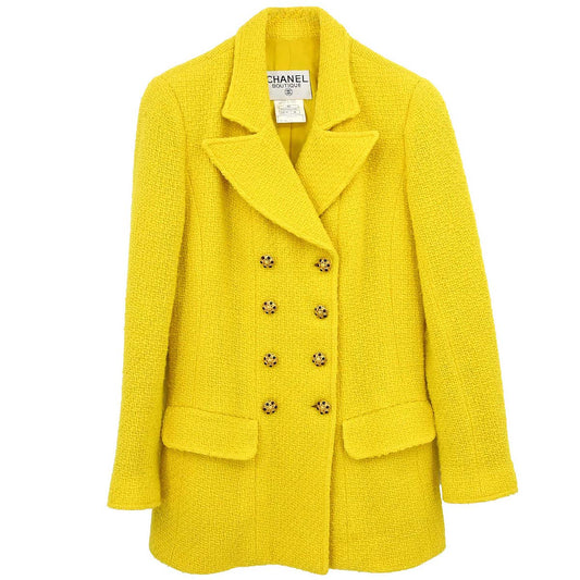Chanel 1996 Double Breasted Jacket Yellow #38