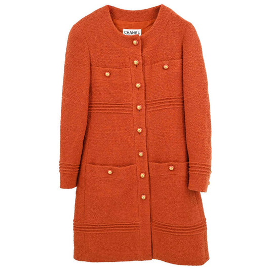Chanel 1993 Collarless Coat Orange #34