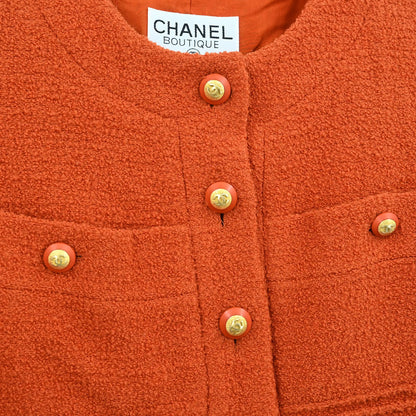 Chanel 1993 Collarless Coat Orange #34