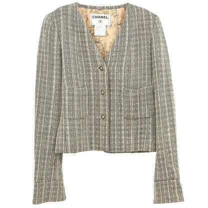 Chanel 2003 Collarless Jacket Beige #36