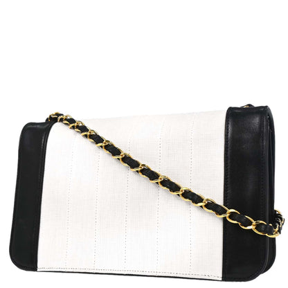 Chanel 1991-1994 White Linen Mademoiselle Flap Shoulder Bag