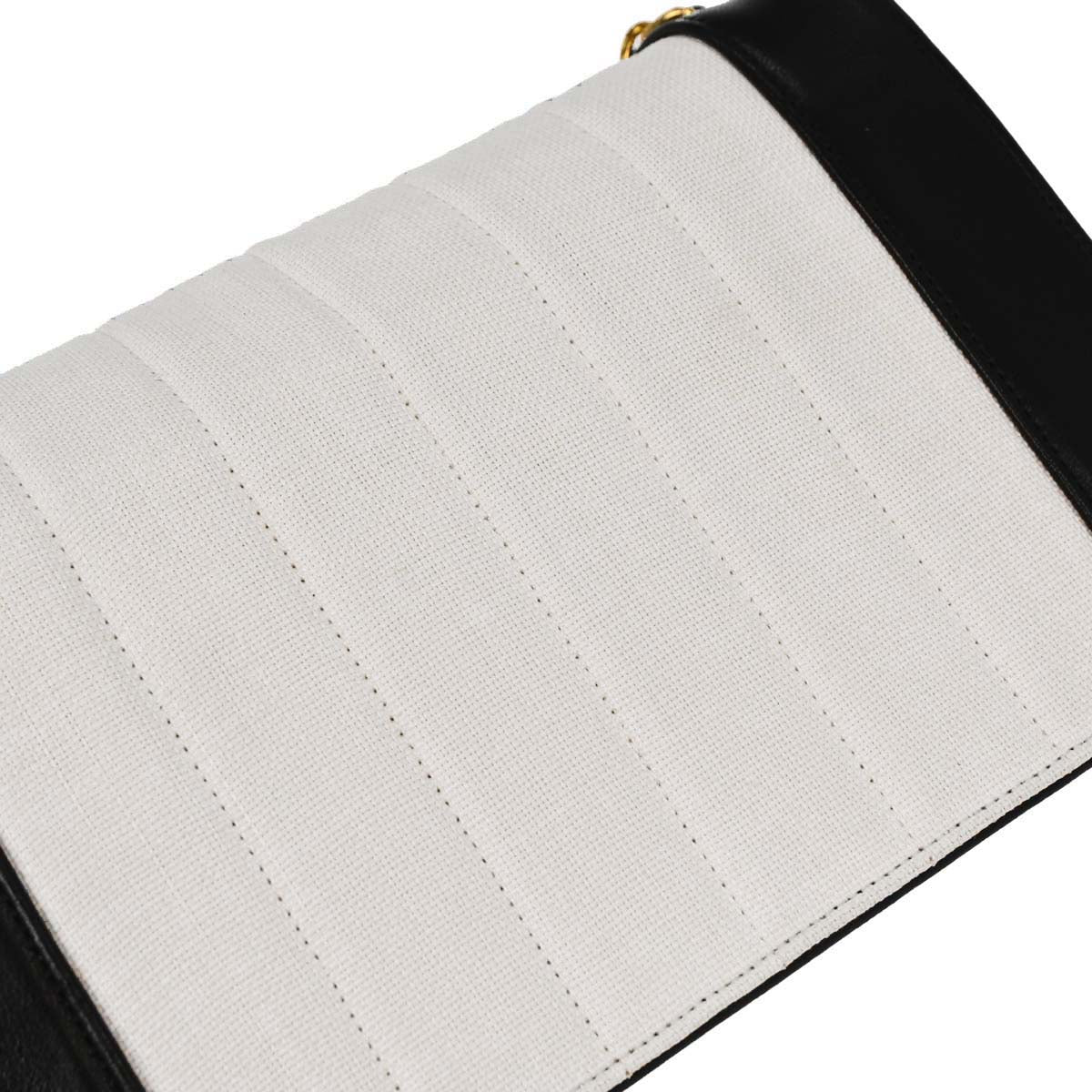 Chanel 1991-1994 White Linen Mademoiselle Flap Shoulder Bag